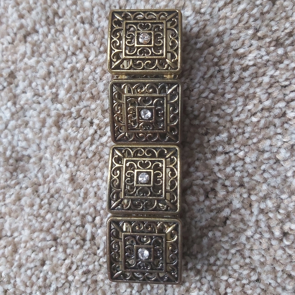 Gold Square Bracelet with Crystal Accents
